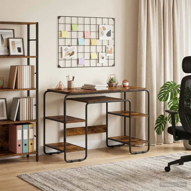 vidaXL Bureau met opbergruimte Gerookt eiken 113.5 x 52 x 75.5 cm, foto 2