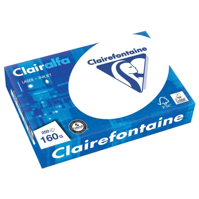 Clairefontaine Clairalfa presentatiepapier ft A4, 160 g, pak van 250 vel wit