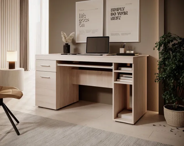 MEUBELLA Bureau Acta - Eiken - 145 cm Bruin