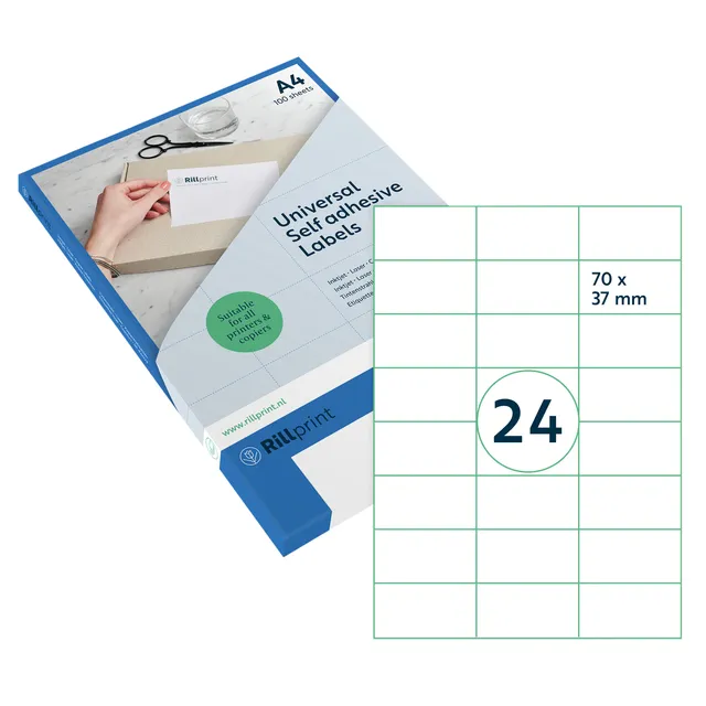 rillprint Etiket Rillprint 70x37mm mat transparant 600 etiketten
