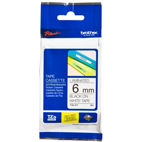 Brother Labeltape Brother P-touch TZe-211 standaard 6mm zwart op wit