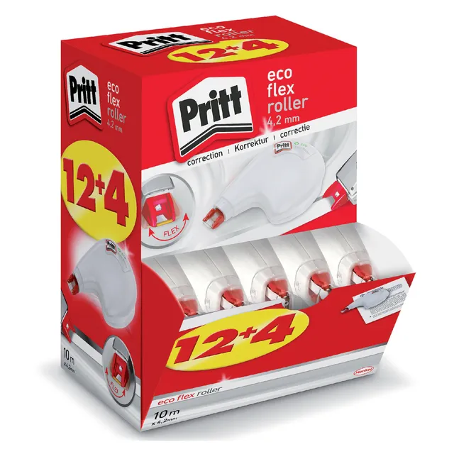 Pritt Correctieroller Pritt ECO Flex 4.2mmx10m promo pack à 12+4 gratis