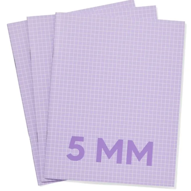 HEMA Schriften lila A5 geruit 5mm - 3 stuks (lila)
