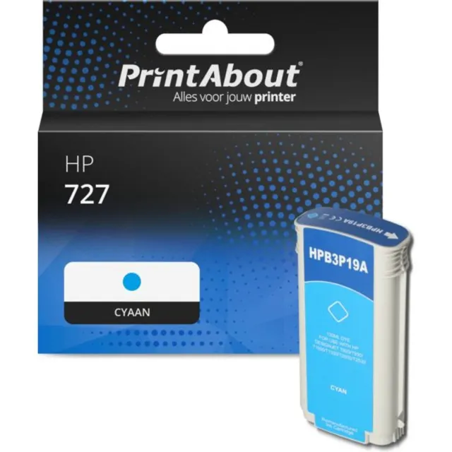 PrintAbout Huismerk HP B3P19A (727) Inktcartridge Cyaan Hoge capaciteit