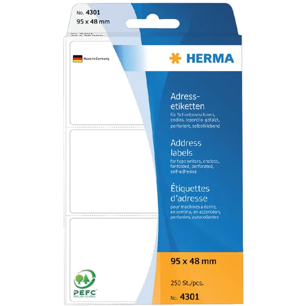 Herma Etiket HERMA adres 4301 95x48mm zig-zag 250 stuks