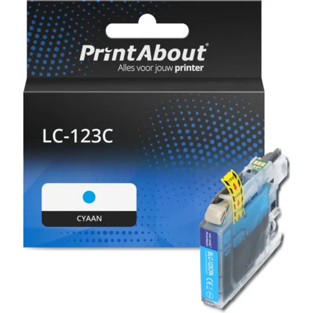 PrintAbout huismerk Inktcartridge LC-123C Cyaan geschikt voor Brother
