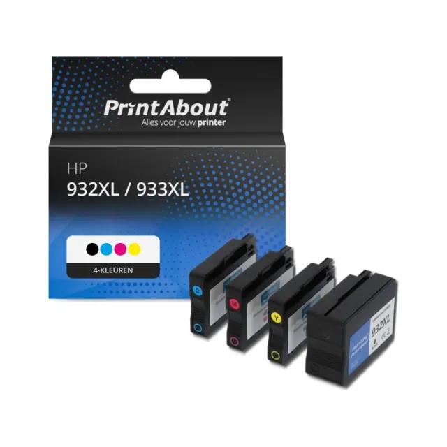PrintAbout huismerk Inktcartridge 932XL / 933XL (C2P42AE) 4-kleuren Multipack Hoge capaciteit Geschikt voor HP