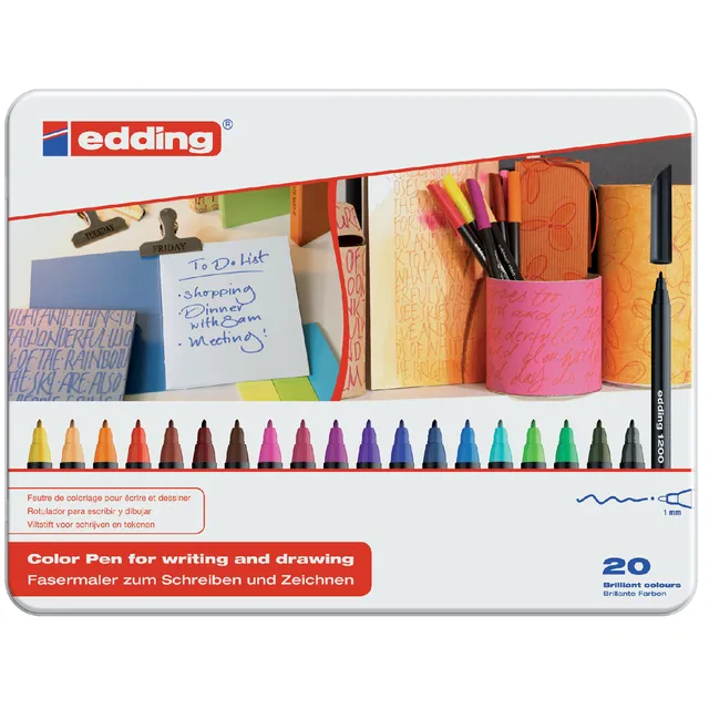 Fineliner edding 1200 fijn assorti blik à 20 stuks
