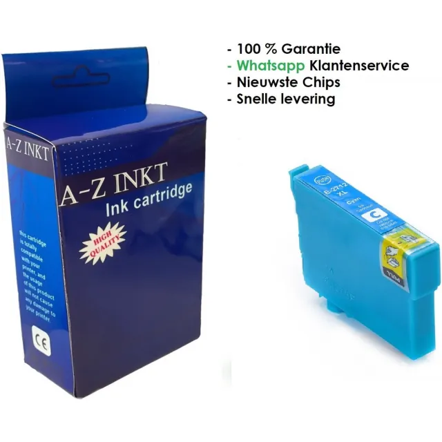 AtotZinkt Compatible inkt cartridge voor Epson 27XL C| 1 x Cyaan Blauwe inktcartridge voor Epson Workforce WF-3620WF, WF-3620DWF, WF-3640DTWF, WF-7110DTW, WF-7210DTW, WF-7610DWF, WF-7615DWF, WF-7620DTWF, WF-7710DWF, WF-7715DWF, WF-7720DTWF