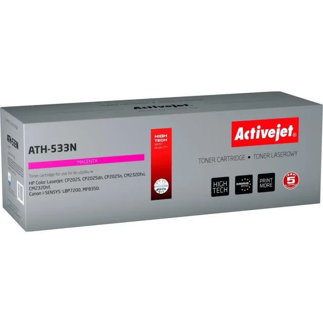 ActiveJet AT-533N toner voor HP-printer; HP 304A CC533A, Canon CRG-718M vervangen; Opperste; 3200 pagina's; magenta. Rood