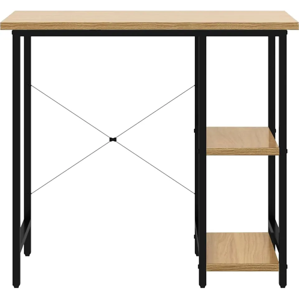 vidaXL Computerbureau 80x40x72 cm MDF metaal zwart lichteikenkleurig Bruin