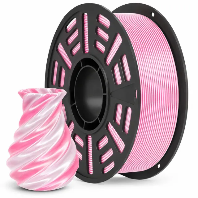 Cailab PLA Silk Dual Color Filament – Sakura Wit & Roze – 1.75mm 3D Printer Filament – Zijdeglans – 1KG
