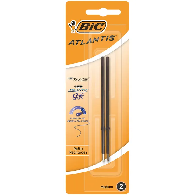 Balpenvulling Bic voor diverse balpennen medium zwart blister à 2st