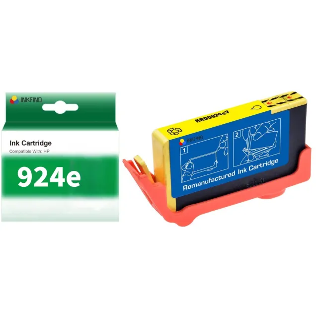 INKFIND 924e Geel inktcartridge compatibel met HP 924 924e 4K0U5NE 4K0U9NE Geel geschikt voor HP OfficeJet Pro 8120/8130 series - 1-pack Geel Geel x 1