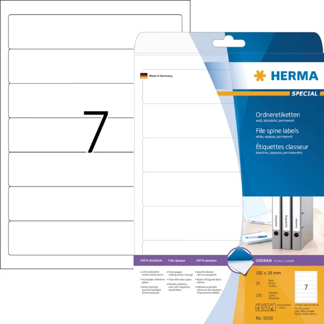 Herma Rugetiket HERMA 5090 smal 38x192mm zelfklevend wit