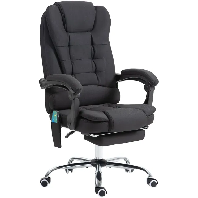 Lunpog Massage- en verwarmde bureaustoel, ergonomische stoel met verstelbare hoogte, kantelbare rugleuning, bekabeld, voetensteun, 360 graden draaibaar, zwart