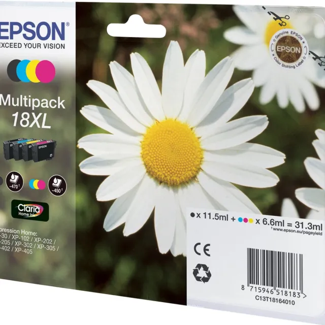 Epson 18XL inktcartridge zwart en drie kleuren high capacity 31.3ml 1-pack RF-AM blister Magenta