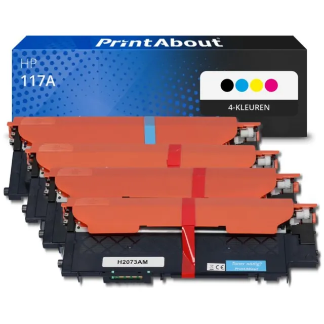 PrintAbout huismerk Toner 117A (W2070A) 4-kleuren Multipack Hoge capaciteit geschikt voor HP
