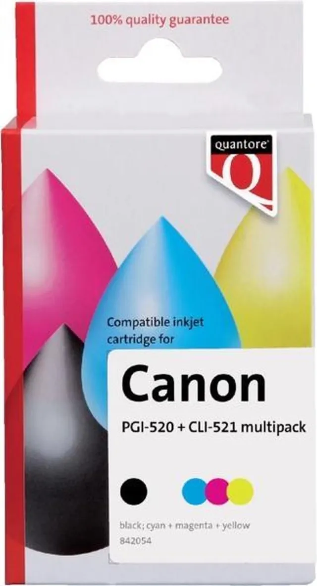 Quantore Inktcartridge Quantore Canon PGI-520 CLI-521 2zwart + 3kleur | Pak a 5 stuk False