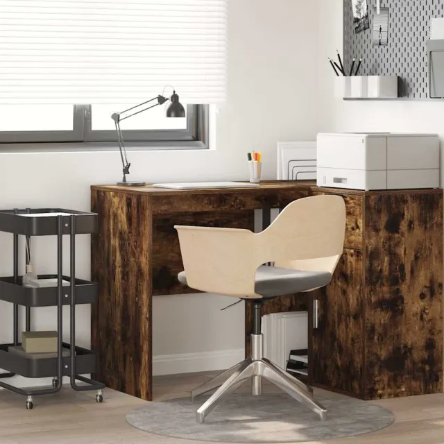 vidaXL Bureau Gerookt eiken 102 x 50 x 75 cm Bewerkt hout, foto 2
