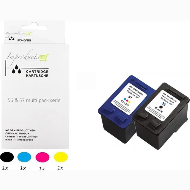Improducts Inkt cartridges - Alternatief Hp 56 C6656AE / 57 C6657AE XL set Multicolor - Zwart + Kleur