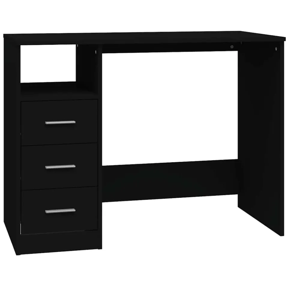 vidaXL Bureau met lades 102x50x76 cm bewerkt hout zwart