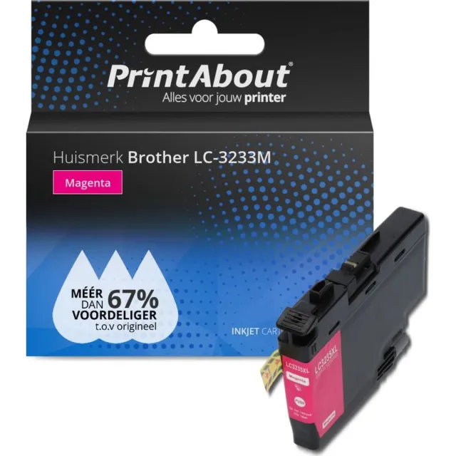 PrintAbout huismerk Inktcartridge LC-3233M Magenta geschikt voor Brother