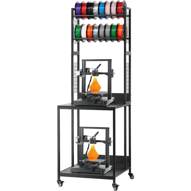 M Goods M-Goods - 3D Printer Tafel met Filament Opslag - 3D Printer Rek - Filamenthouder - Verrijdbare Printerstandaard - 60 Spoelen zwart