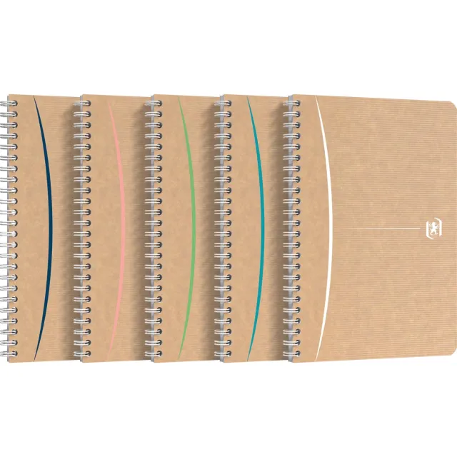 Oxford Touareg spiraalschrift, 180 bladzijden, ft A5, geruit 5 mm, geassorteerde kleuren blauw