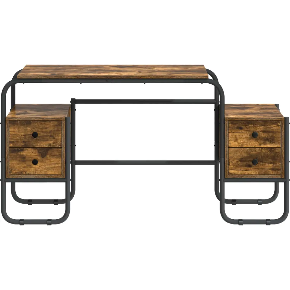 vidaXL Bureau met opbergruimte Gerookt eiken 145 x 50 x 75 cm, foto 3