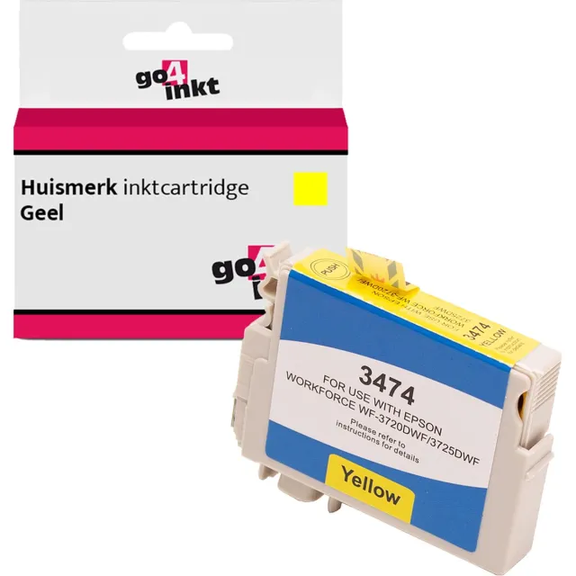 Go4inkt compatible met Epson 34XL, T3474 y inkt cartridge yellow Geel