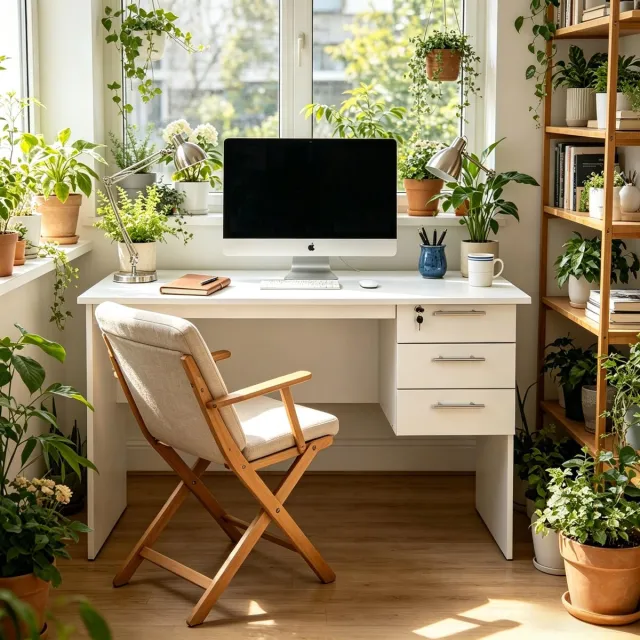 Zubaliya Bureau - met laden en opbergruimte en wielen - wit - afmetingen 120 x 60 x 75 cm - materiaal hout - voor een praktische en georganiseerde werkplek