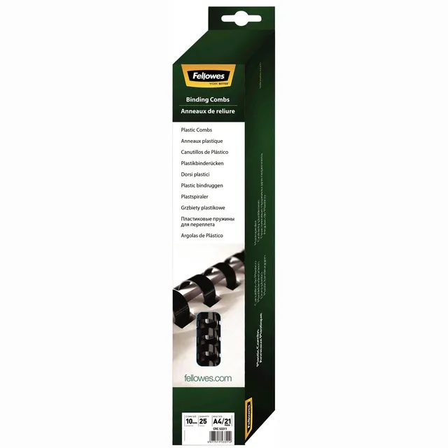 Fellowes Bindrug Fellowes 10mm 21rings A4 zwart 25 stuks
