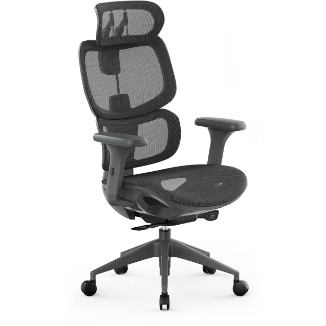 SENSE7 Nobu Ergonomische Bureaustoel van Mesh - 3D-Armsteunen & Hoofdsteun - Schommelfunctie - Tot 130kg - Grafiet
