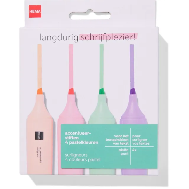 HEMA Accentueerstiften pastelkleuren - 4 stuks