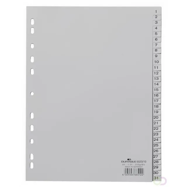 Durable Tabbladen A4 31-delig bedrukte tabs 1-31 PP