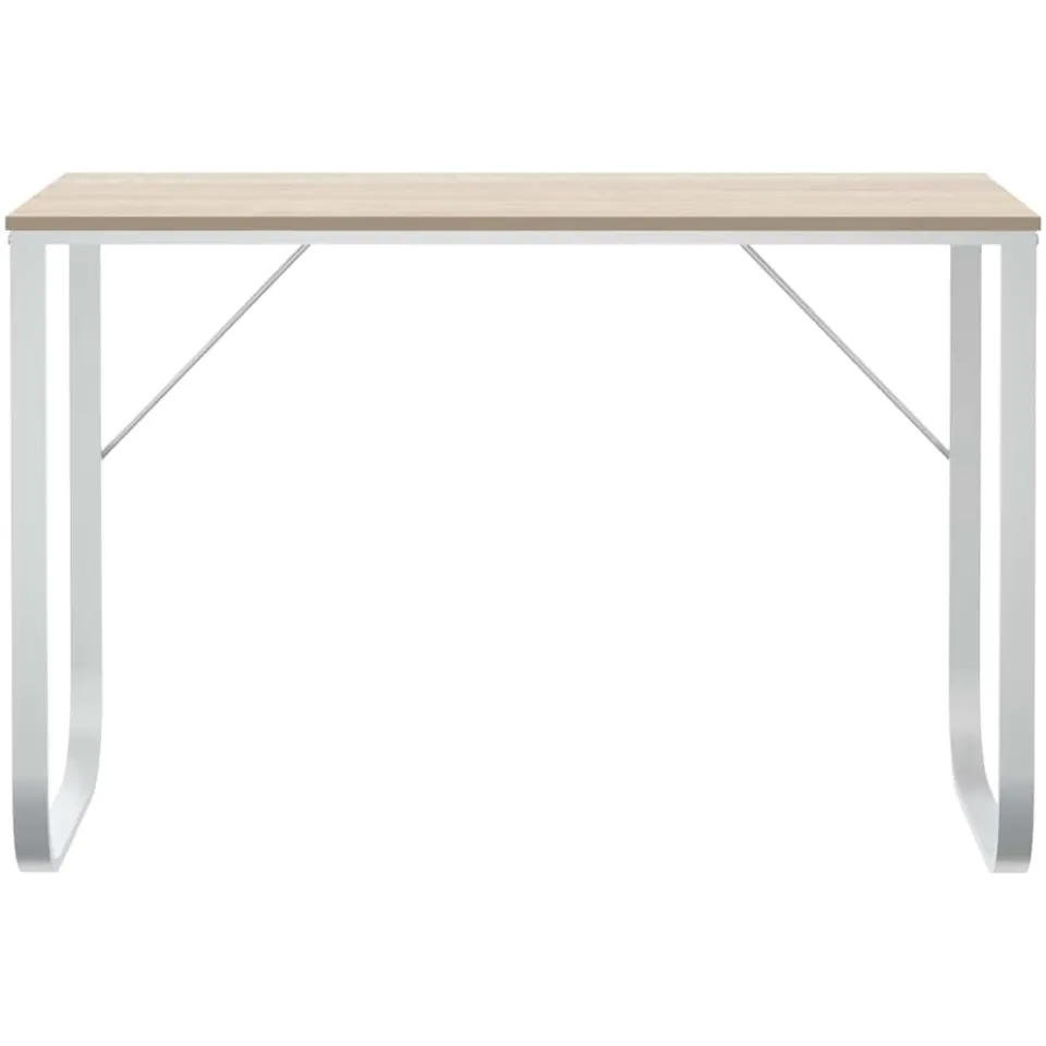 vidaXL Computerbureau 110x60x73 cm spaanplaat wit en eikenkleurig Bruin