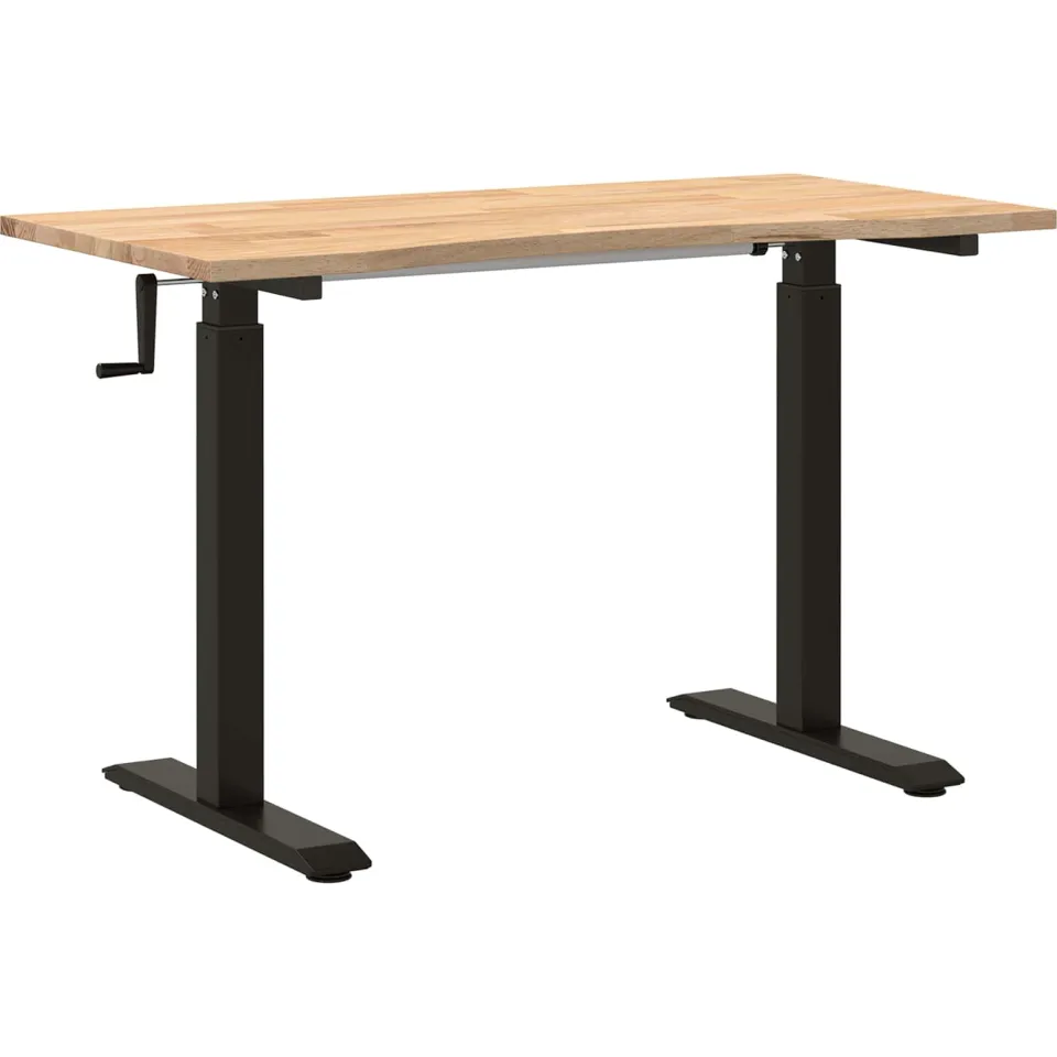vidaXL Bureau Zwart en natuurlijk 120 x 60 cm Massief Eikenhout, foto 3