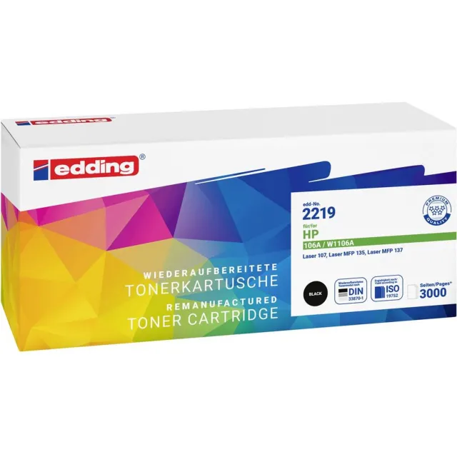 Edding Toner vervangt HP 106A (W1106A) Compatibel Zwart 3000 bladzijden EDD-2219 18-2219