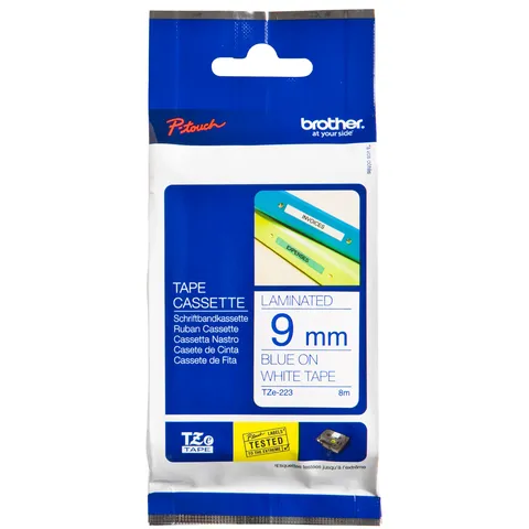 Brother Labeltape Brother P-touch TZe-223 standaard 9mm blauw op wit