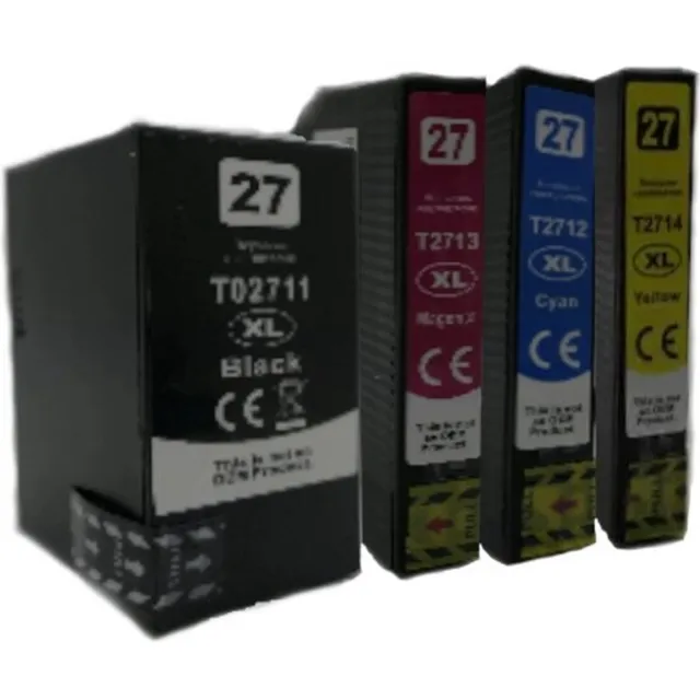 Inktkeuze 27XL Zwart + Alle Kleuren - Huismerk inktcartridge compatible met Epson WorkForce WF-3600 Series / Epson WorkForce WF-3620 WF / Epson WorkForce WF-3620 DWF / Epson WorkForce WF-3640 DTWF / Epson WorkForce WF-7110 DTW / Epson WorkForce WF-7210 DTW Zwart, Geel, Magenta, Cyaan, Zwart