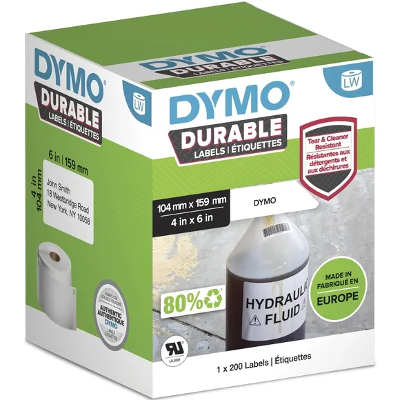 Dymo Etiket Dymo LabelWriter industrieel 104x159mm 1 rol á 200 stuks wit