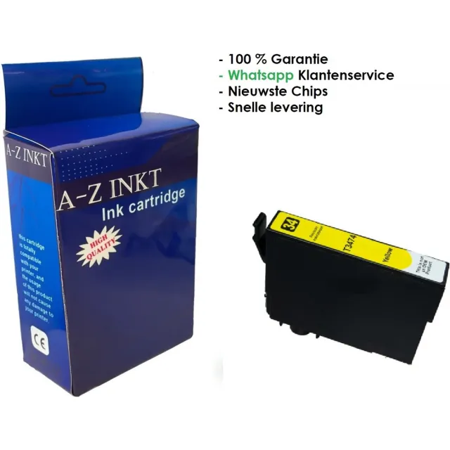 AtotZinkt Compatible inkt cartridge voor Epson 34 / 34 XL Y| 1 x Yellow gele cartridge voor Epson WorkForce Pro WF-3720, 3720 -DWF, WF-3725-DWF Geel