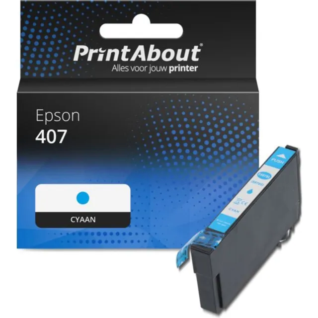 PrintAbout Huismerk Epson 407 (C13T07U240) Inktcartridge Cyaan