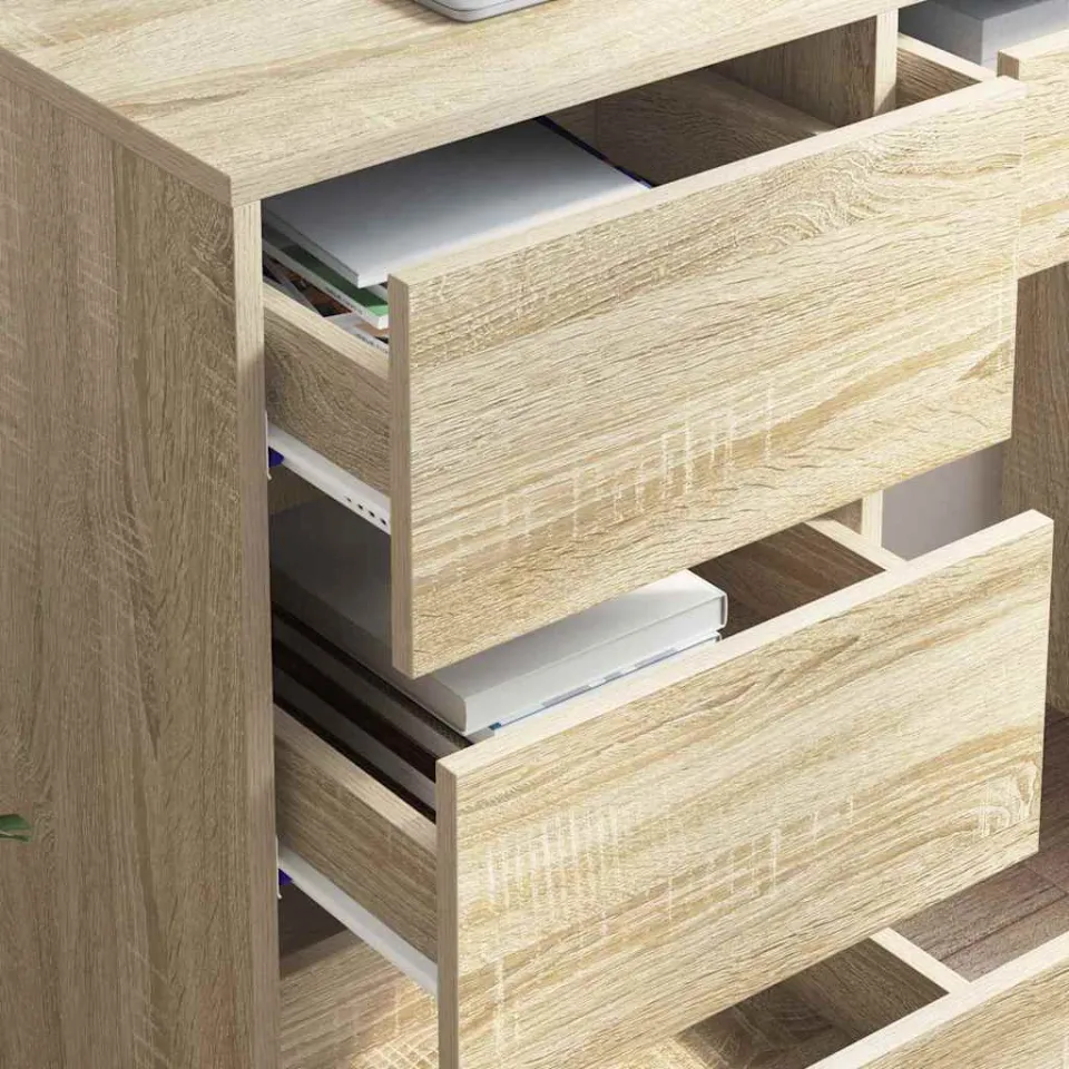 vidaXL Bureau Sonoma Eiken 90 x 37,5 x 75 cm Bewerkt hout, foto 4