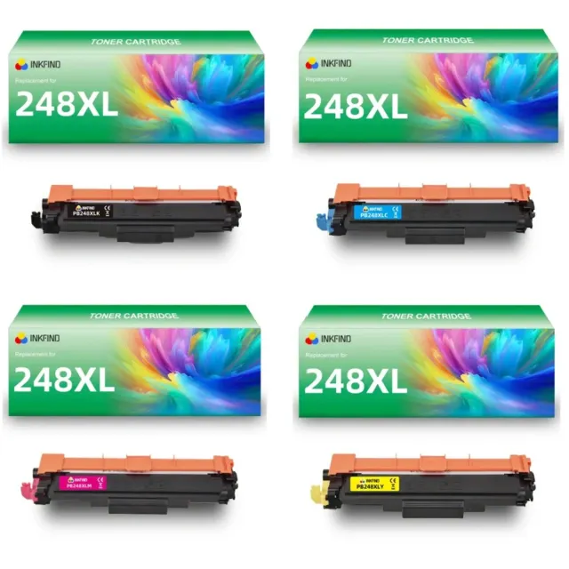 INKFIND TN248XL tonercartridge multipack van 4 stuks (Zwart+Cyaan+Magenta+Geel) compatibel met Brother TN248XLBK TN248XLC TN248XLM TN248XLY TN-248XLBK TN-248XLC TN-248XLM TN-248XLY (Zwart+Cyaan+Magenta+Geel) toner cartridge -4-pack BK/C/M/Y Zwart/Cyaan/Magenta/Geel