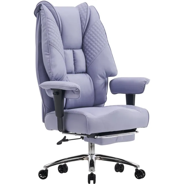 ZynoCore Ergonomische Bureaustoel - 180kg - Met voetsteun - Paars - Breed zitvlak - Leder - Hoge rug - Voor kantoor & gamen