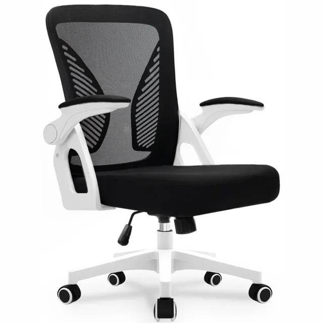 Milacyee Bureaustoel - Ergonomische Bureaustoel – Verstelbare Gaming/Computerstoel met Mesh Rug & Lendensteun – 90° Opklapbare Armleuningen – Directiestoel met Stille Wieltjes – Tot 130 kg Belasting - Wit - Geschikt voor thuiswerk en kantoor