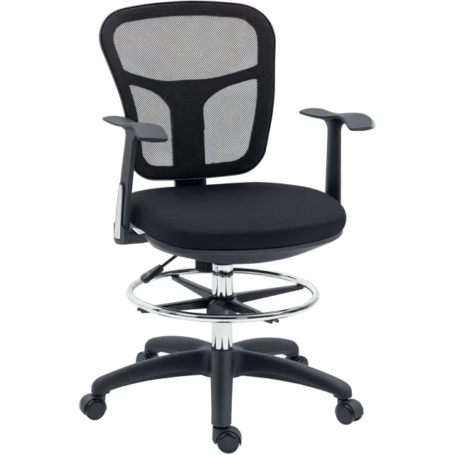 Lunpog Ergonomische - Tekentafelstoel - Voetsteun - Opklapbare-Armleuningen - Hoogte - Verstelbaar - Mesh - Zwart - 59 x 59 x115 cm