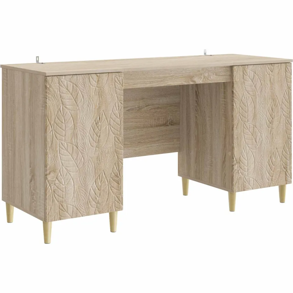vidaXL Bureau Sonoma Eiken 142,5 x 50 x 75 cm Bewerkt hout, foto 3